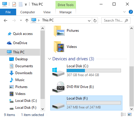 Trình quản lý file của Windows hiển thị phần tập đĩa được đính trên VeraCrypt